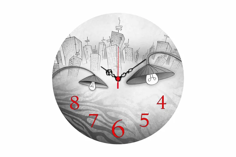 Dekorativ MDF Väggklocka 40 cm, Flerfärgad