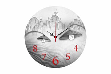 Dekorativ MDF Väggklocka 40 cm - Flerfärgad - Inredning - Väggdekor - Väggklocka & väggur