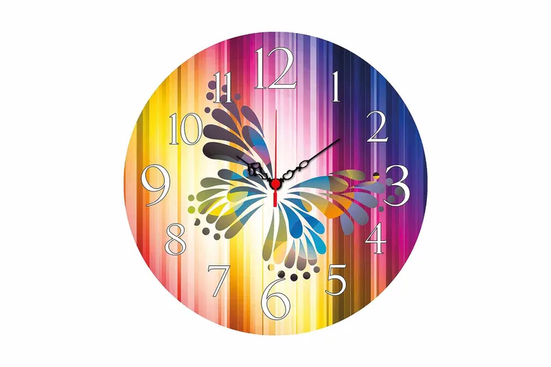 Dekorativ MDF Väggklocka 40 cm, Flerfärgad