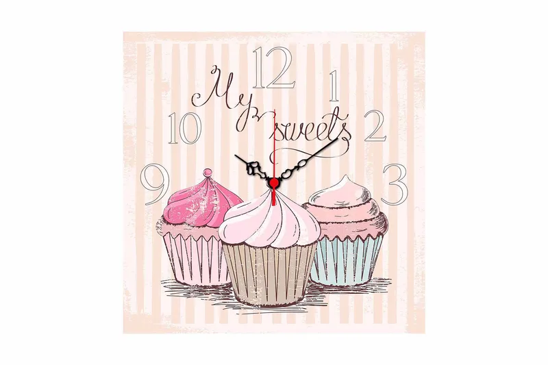 Dekorativ MDF Väggklocka 40x40 cm, Flerfärgad