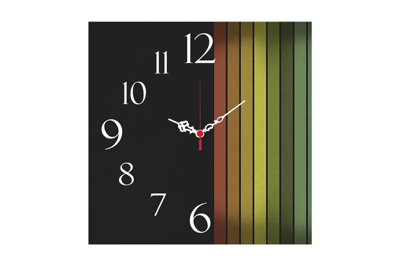 Dekorativ MDF Väggklocka 40x40 cm, Flerfärgad