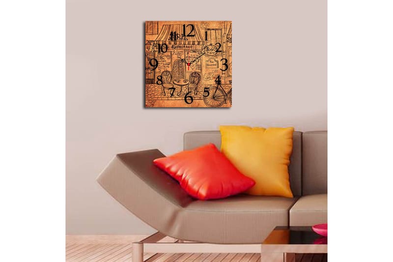 Dekorativ MDF Väggklocka 40x40 cm - Flerfärgad - Inredning - Väggdekor - Väggklocka & väggur