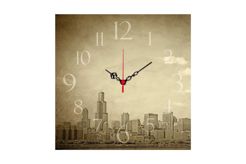 Dekorativ MDF Väggklocka 40x40 cm, Flerfärgad