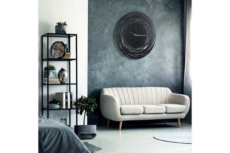 Dekorativ Metallväggklocka - Svart - Inredning - Väggdekor - Väggklocka & väggur