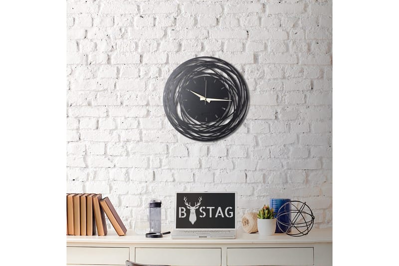 Dekorativ Metallväggklocka - Svart - Inredning - Väggdekor - Väggklocka & väggur