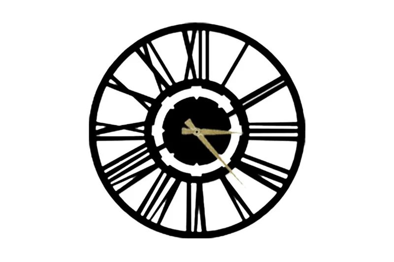 Dekorativ Metallväggklocka, Svart