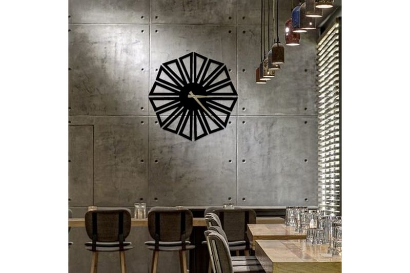 Dekorativ Metallväggklocka - Svart - Inredning - Väggdekor - Väggklocka & väggur