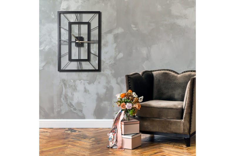 Dekorativ Metallväggklocka - Svart - Inredning - Väggdekor - Väggklocka & väggur
