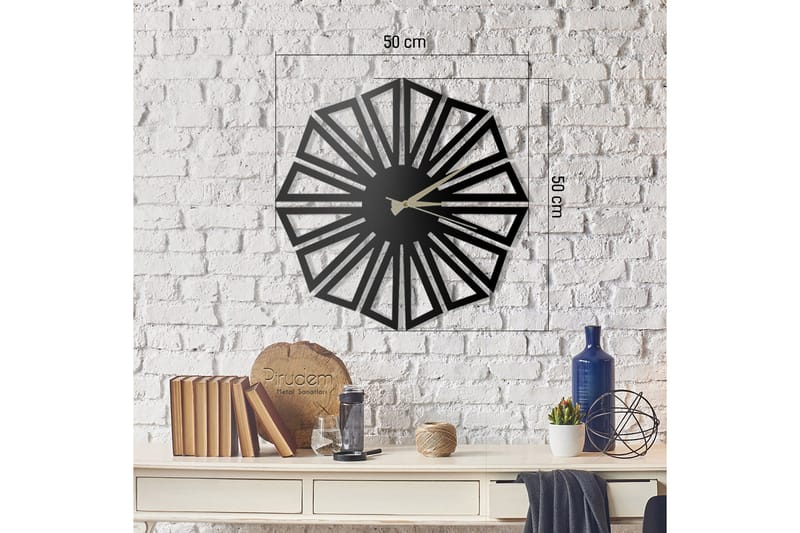 Dekorativ Metallväggklocka - Svart - Inredning - Väggdekor - Väggklocka & väggur