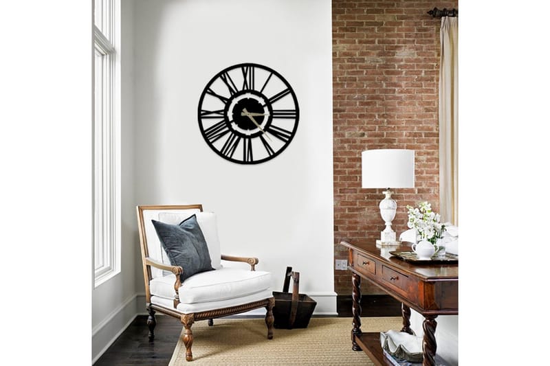 Dekorativ Metallväggklocka - Svart - Inredning - Väggdekor - Väggklocka & väggur
