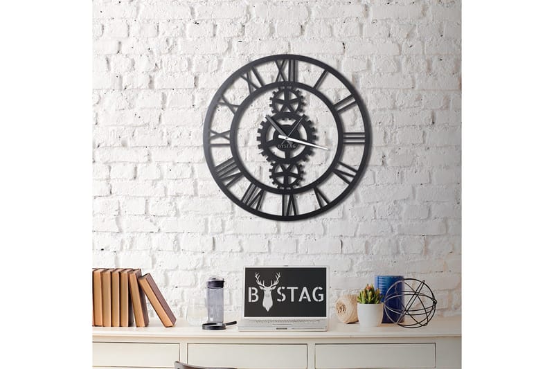 Dekorativ Metallväggklocka - Svart - Inredning - Väggdekor - Väggklocka & väggur