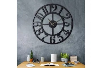 Dekorativ Metallväggklocka - Svart - Inredning - Väggdekor - Väggklocka & väggur