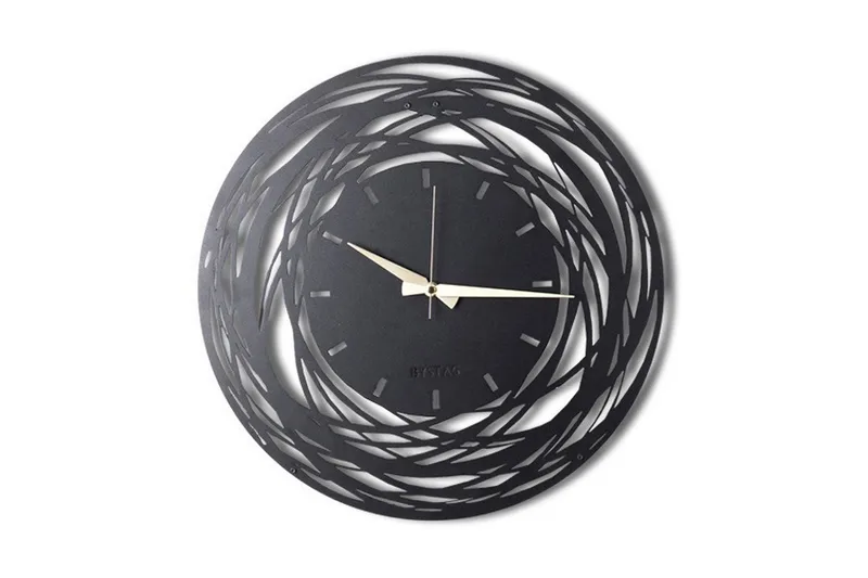 Dekorativ Metallväggklocka, Svart