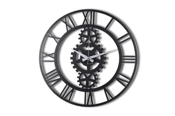 Dekorativ Metallväggklocka - Svart - Inredning - Väggdekor - Väggklocka & väggur