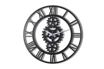 Dekorativ Metallväggklocka - Svart - Inredning - Väggdekor - Väggklocka & väggur