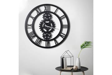 Dekorativ Metallväggklocka - Svart - Inredning - Väggdekor - Väggklocka & väggur