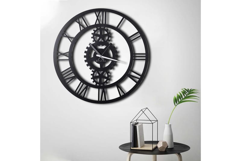Dekorativ Metallväggklocka - Svart - Inredning - Väggdekor - Väggklocka & väggur