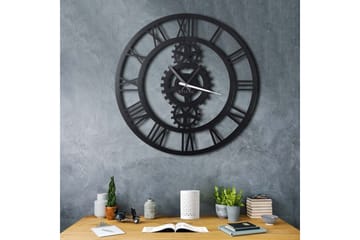 Dekorativ Metallväggklocka - Svart - Inredning - Väggdekor - Väggklocka & väggur