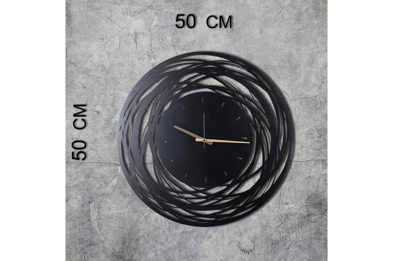 Dekorativ Metallväggklocka - Svart - Inredning - Väggdekor - Väggklocka & väggur