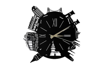 Dekorativ Metallväggklocka - Svart - Inredning - Väggdekor - Väggklocka & väggur