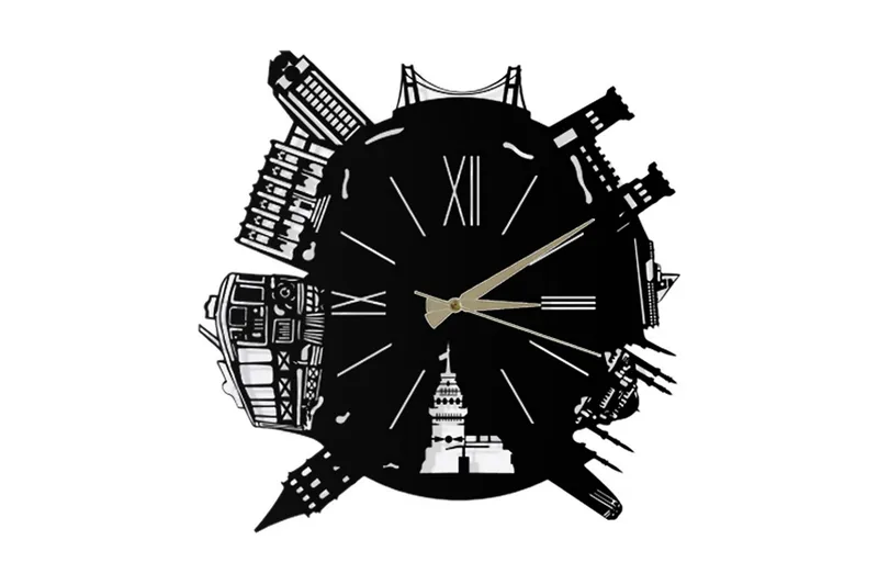 Dekorativ Metallväggklocka, Svart