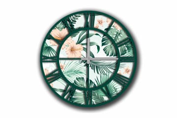 Dekorklocka Tezeren 50 cm Rund Floral - Flerfärgad - Inredning - Väggdekor - Väggklocka & väggur