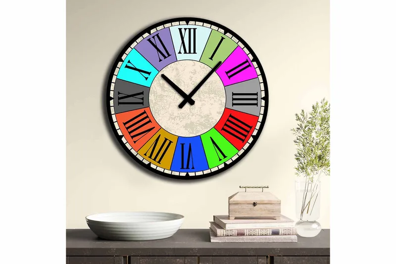 Diyadin Dekorklocka 50 cm Rund - Flerfärgad - Inredning - Väggdekor - Väggklocka & väggur