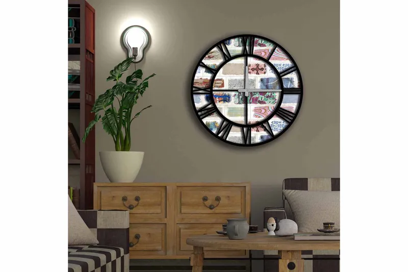 Diyadin Dekorklocka 50 cm Rund - Flerfärgad - Inredning - Väggdekor - Väggklocka & väggur