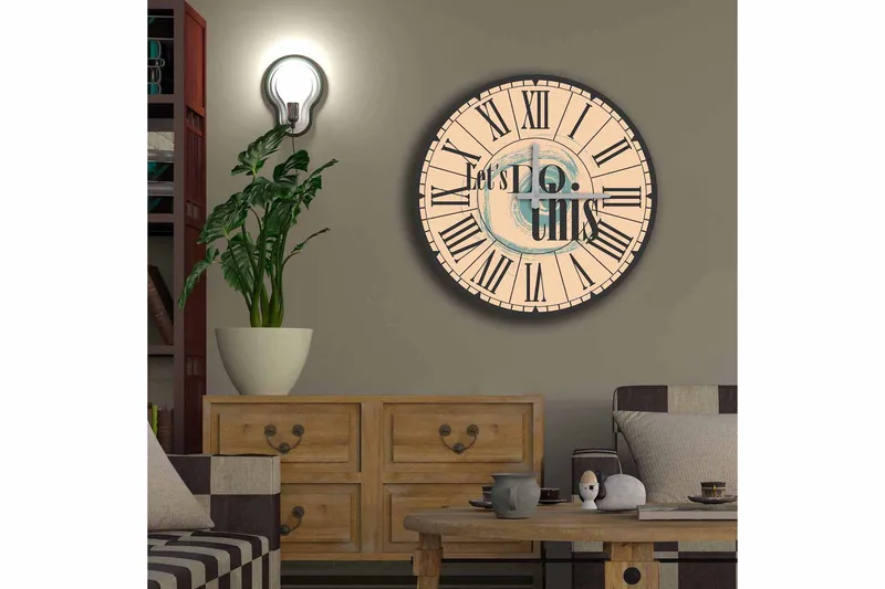 Diyadin Dekorklocka 50 cm Rund - Flerfärgad - Inredning - Väggdekor - Väggklocka & väggur