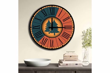 Diyadin Dekorklocka 50 cm Rund Floral - Flerfärgad - Inredning - Väggdekor - Väggklocka & väggur