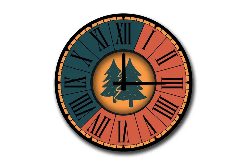 Diyadin Dekorklocka 50 cm Rund Floral, Flerfärgad