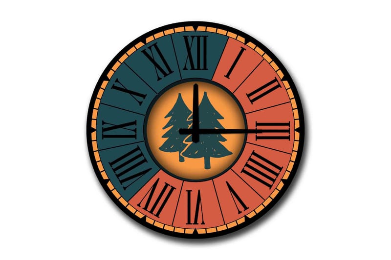 Diyadin Dekorklocka 50 cm Rund Floral, Flerfärgad