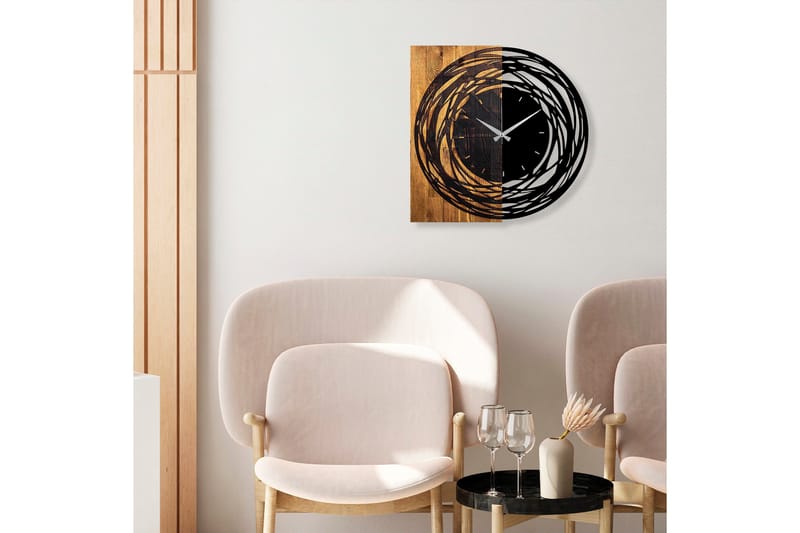 Musemolen Väggklocka Abstrakt - Svart|Ljus Valnöt - Inredning - Väggdekor - Väggklocka & väggur