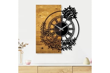 Musemolen Väggklocka Blommor - Svart|Valnöt - Inredning - Väggdekor - Väggklocka & väggur