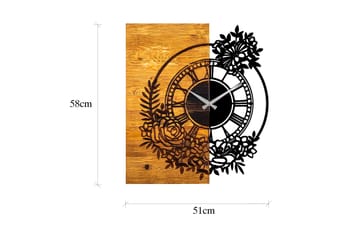 Musemolen Väggklocka Blommor - Svart|Valnöt - Inredning - Väggdekor - Väggklocka & väggur