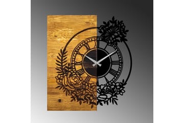 Musemolen Väggklocka Blommor - Svart|Valnöt - Inredning - Väggdekor - Väggklocka & väggur