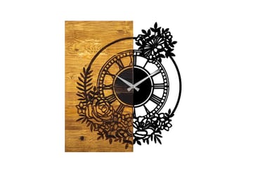 Musemolen Väggklocka Blommor - Svart|Valnöt - Inredning - Väggdekor - Väggklocka & väggur