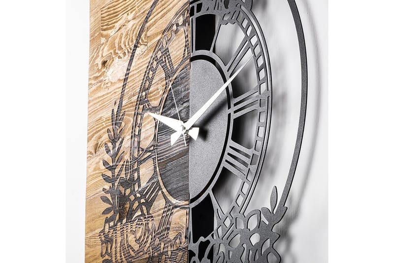 Musemolen Väggklocka Blommor - Svart|Valnöt - Inredning - Väggdekor - Väggklocka & väggur