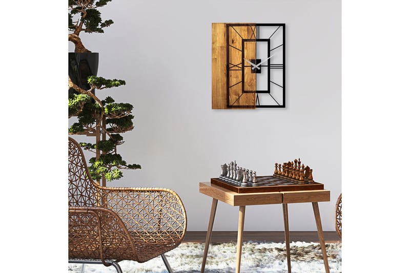 Musemolen Väggklocka Fyrkantig - Svart|Ljus Valnöt - Inredning - Väggdekor - Väggklocka & väggur