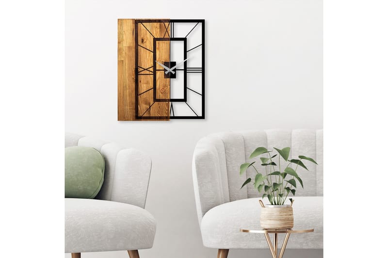 Musemolen Väggklocka Fyrkantig - Svart|Ljus Valnöt - Inredning - Väggdekor - Väggklocka & väggur