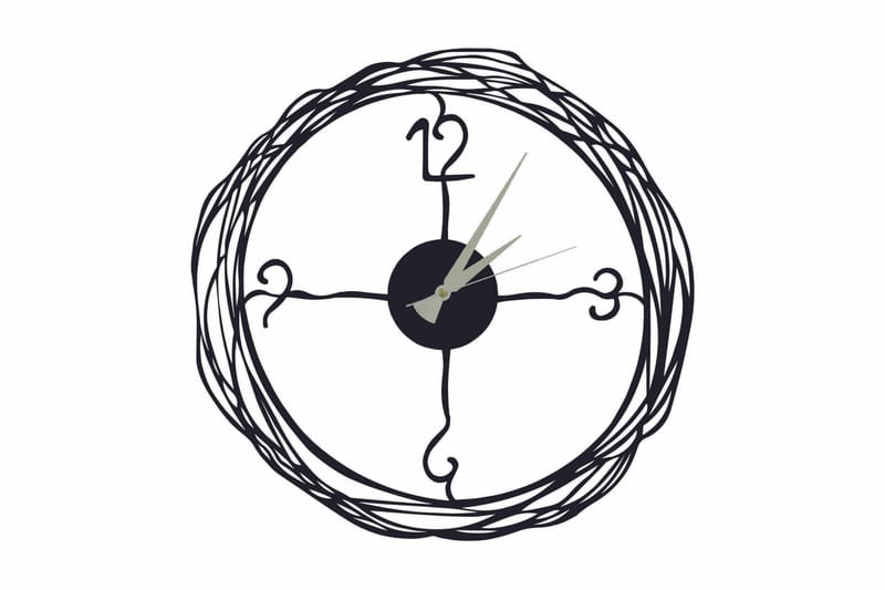 Salechard Väggklocka 50x50 cm, Metall/Svart