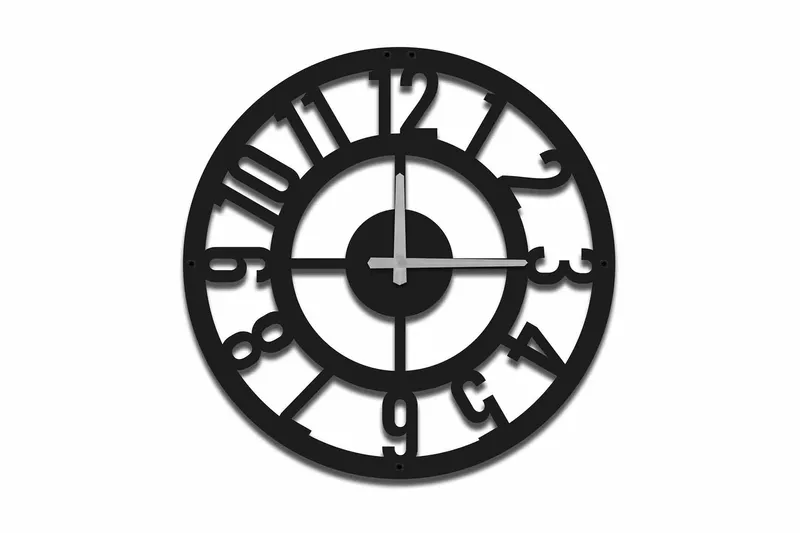 Shentala Väggklocka 49x49 cm, Metall/Svart