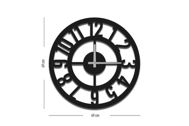 Shentala Väggklocka 49x49 cm - Metall/Svart - Inredning - Väggdekor - Väggklocka & väggur