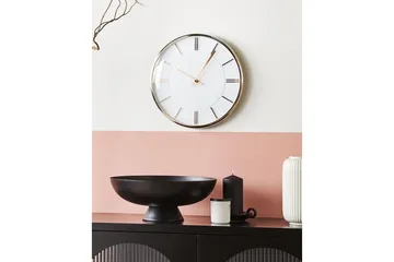 Väggklocka Daroca Vitt/guld - Vitt/guld - Inredning - Väggdekor - Väggklocka & väggur - Urverk till väggklocka