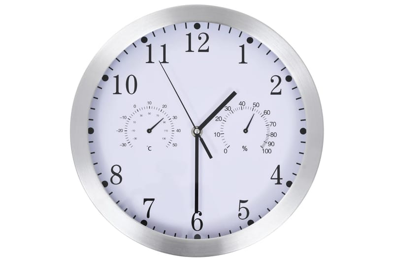 Väggklocka med Quartz-urverk hygro- och termometer 30 cm vit - Väggklocka & väggur - Dekoration & inredningsdetaljer