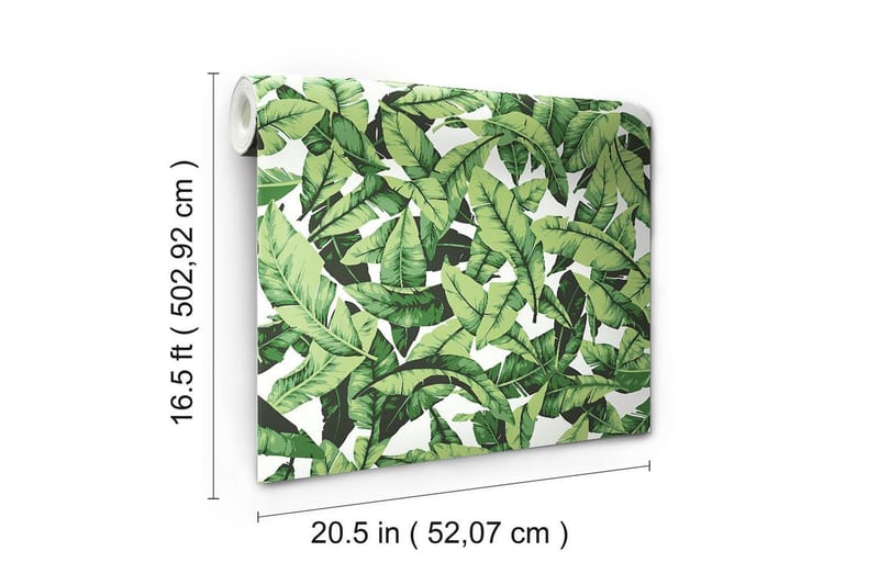 Palm Leaf Green  Limma&Ta Bort Klistermärke Tapet - Väggklistermärken & wallstickers