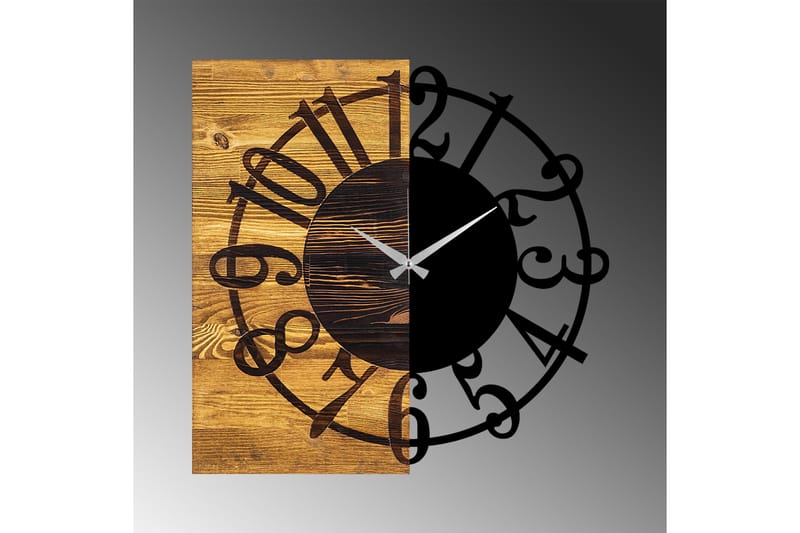 Wooden Clock 1 - Svart/Valnöt - Inredning - Väggdekor - Väggklocka & väggur