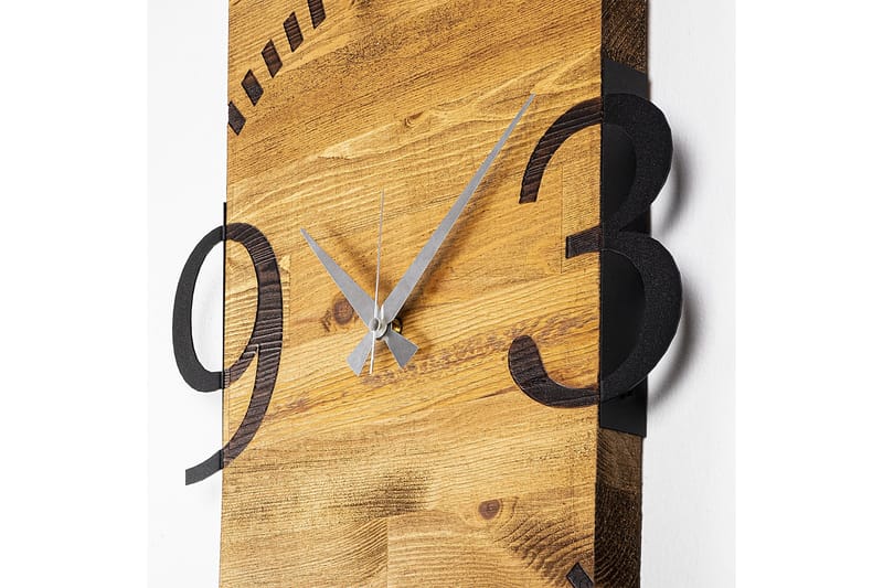 Wooden Clock 2 - Svart/Valnöt - Inredning - Väggdekor - Väggklocka & väggur