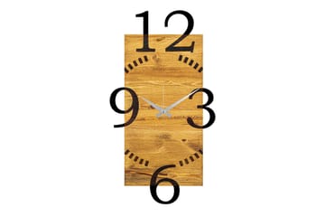 Wooden Clock 2 - Svart/Valnöt - Inredning - Väggdekor - Väggklocka & väggur