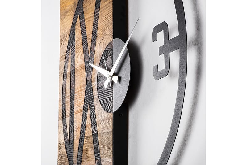 Wooden Clock 24 - Svart/Valnöt - Inredning - Väggdekor - Väggklocka & väggur